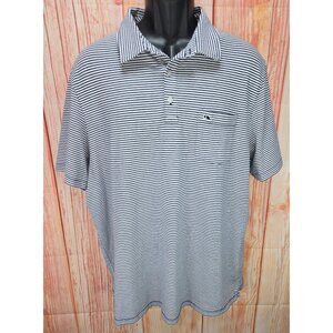 Vineyard Vines Edgartown Mens Polo Shirt XL Cotton/Polyester Blend Striped Navy‎